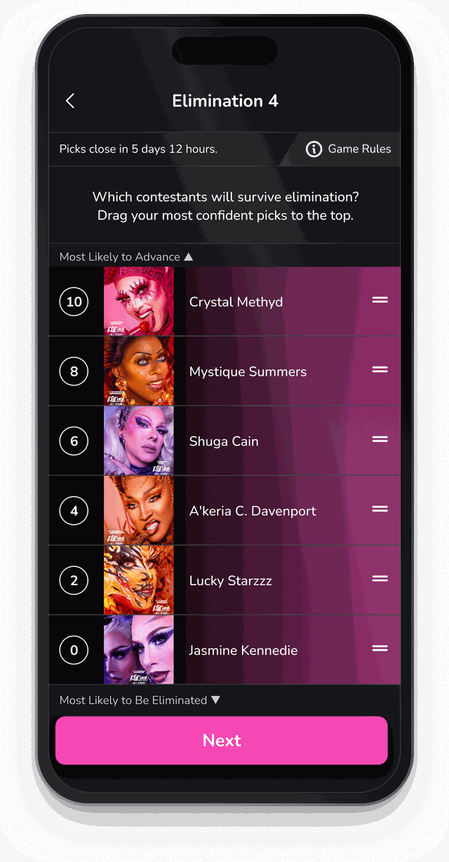 Making weekly picks for Drag Race All Stars in the Bracketology app