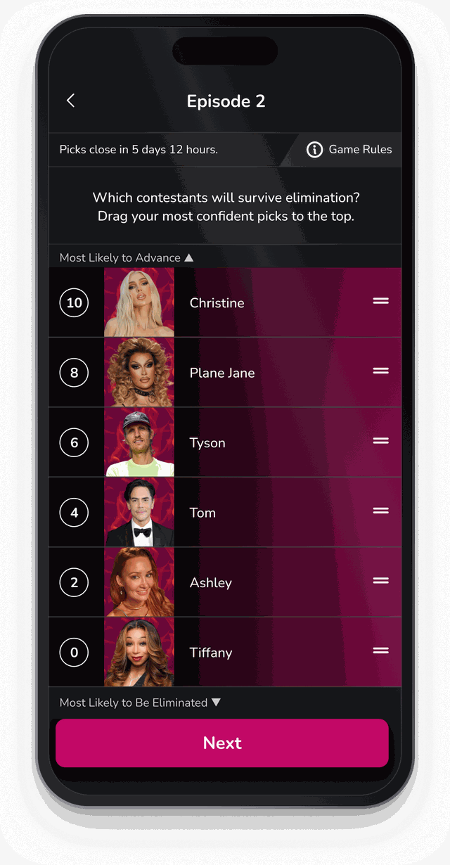 Making weekly picks for House of Villains in the Bracketology app