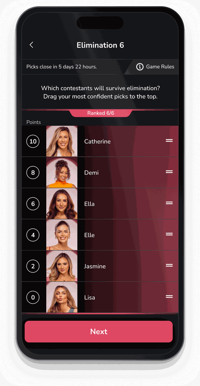 Making weekly picks for Love Is Blind in the Bracketology app