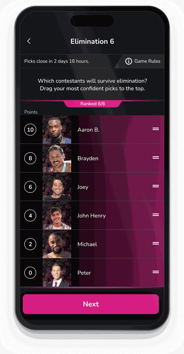 Making weekly picks for The Bachelorette in the Bracketology app