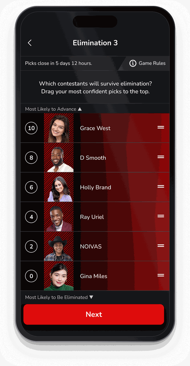 Making weekly picks for The Voice in the Bracketology app